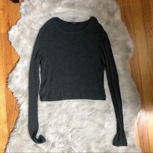 Brandy Melville Grey Ribbed Thin Sweater